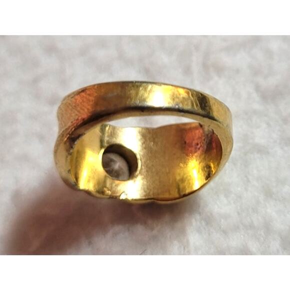 Vintage Lind 14KT HGE Ring – Wide Gold Band – Square Clear CZ Stone – Size 6.25 - Picture 8 of 9